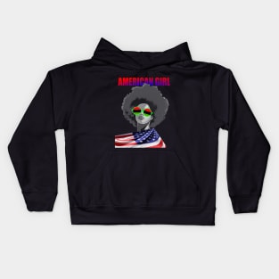 PATRIOTIC AMERICAN FLAG INDEPENDENCE DAY BLACK GIRL JUNETEENTH Kids Hoodie